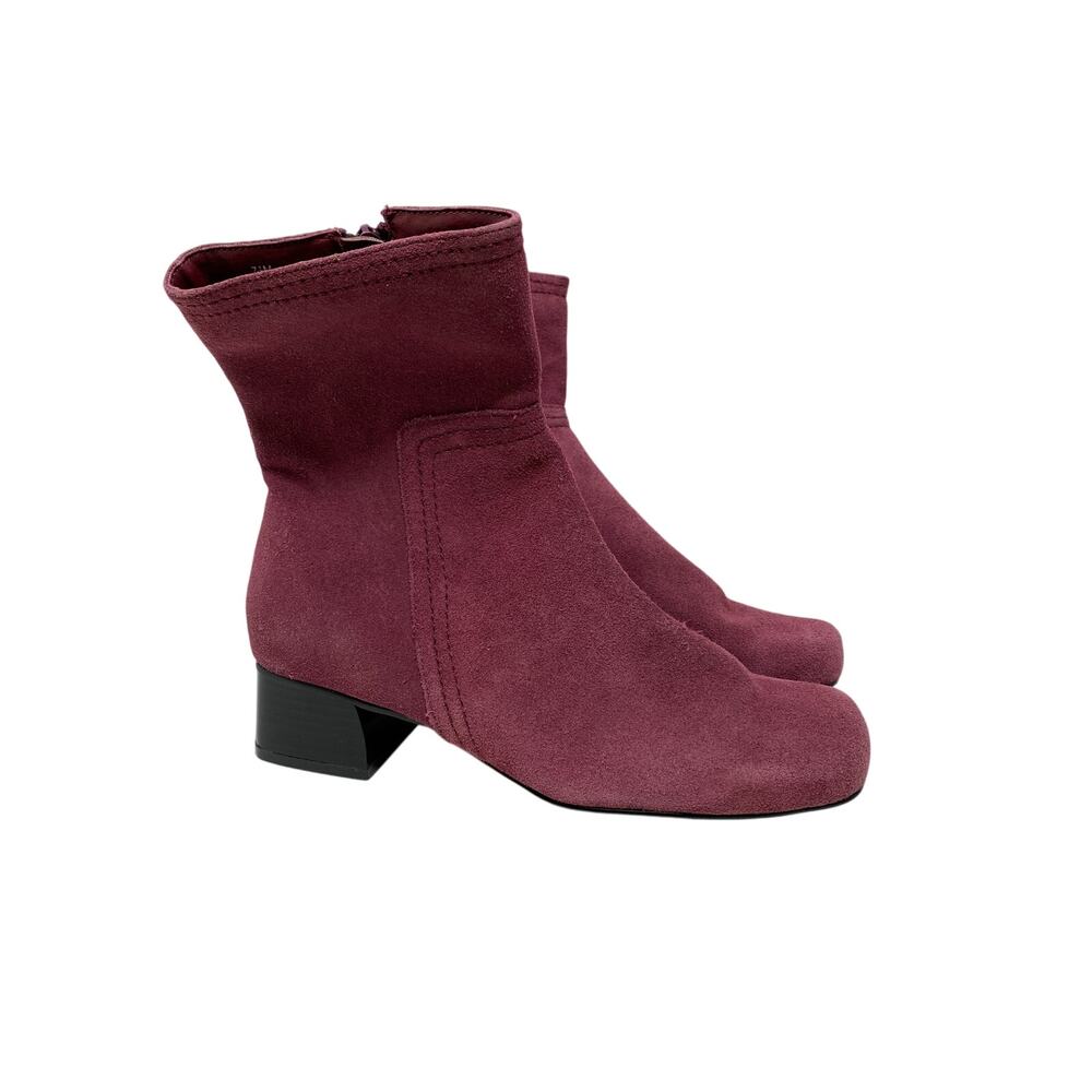 Vintage 90s Monterey Bay Square Toed Suede Boots Womens Sz 7.5 Purple